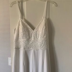 Francesca’s white jumpsuit lace bodice size L NWT